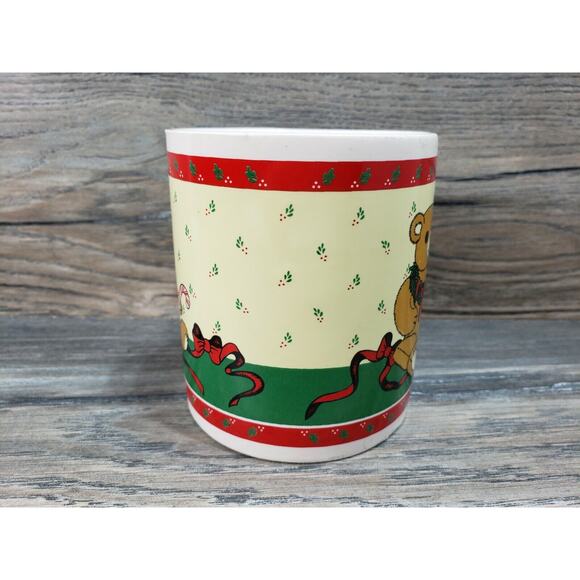 Vintage Holiday Christmas Teddy Bear Coffee Mug Cup - Picture 2 of 7